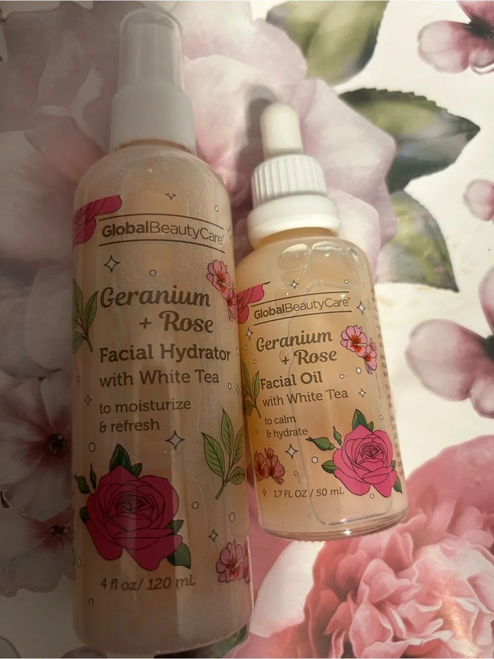 🛍️GlobalBeautyCare Geranium + Rose Facial Hydrator & Facial Oil - Pink
